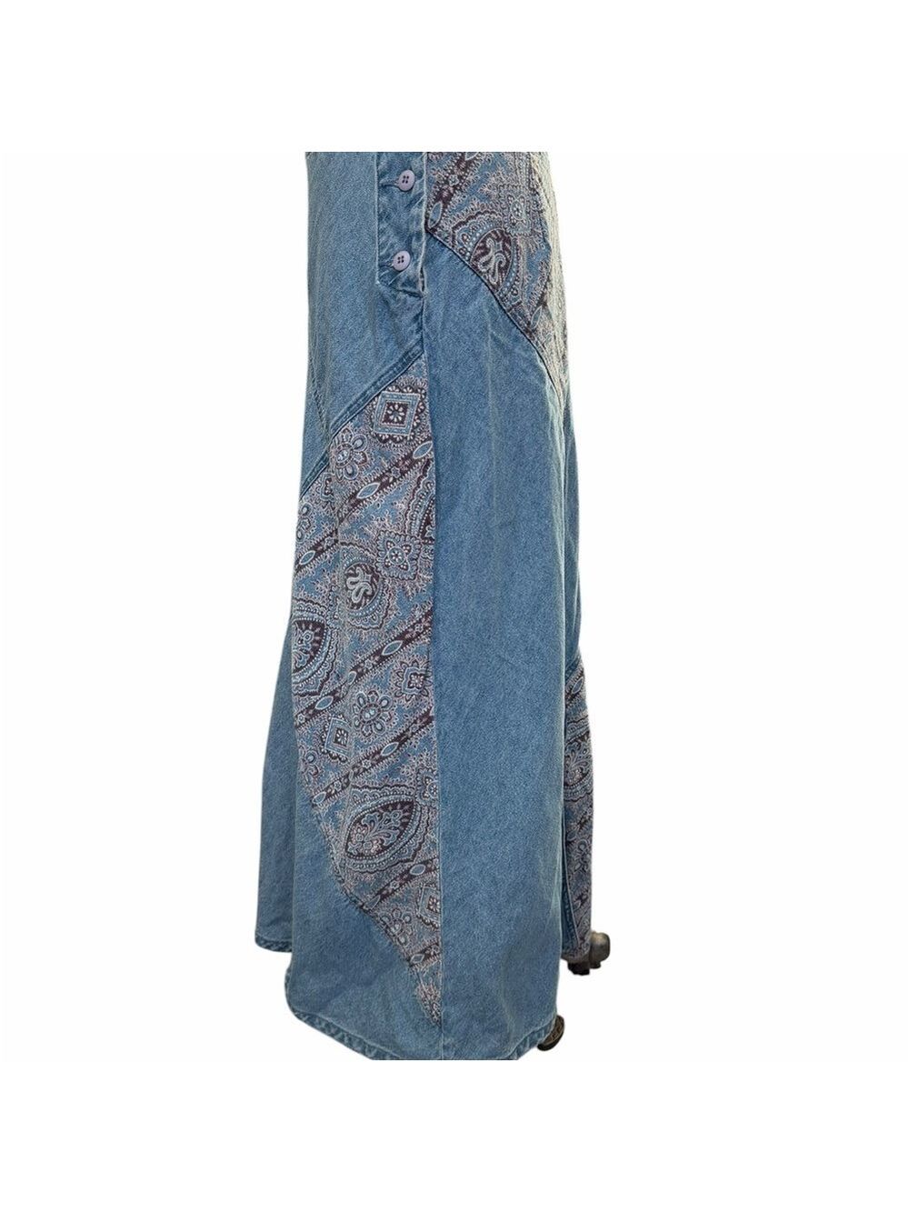 Pendleton Vintage Denim Bandana Print Patchwork Maxi Skirt Size 10 90’s Festival - Picture 6 of 9